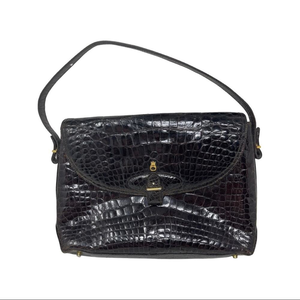 Vintage Real brown Crocodile leather clutch bag